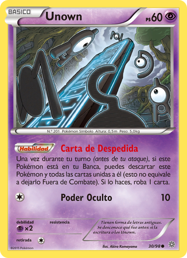 Unown 30 — Antiguos Orígenes (Spanish Pokémon TCG card)