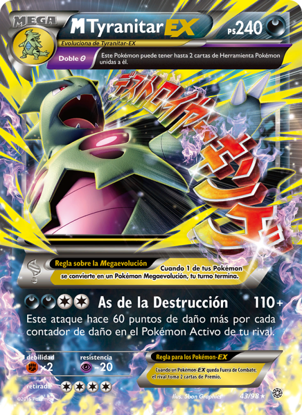 M-Tyranitar EX 43 — Antiguos Orígenes (Spanish Pokémon TCG card)