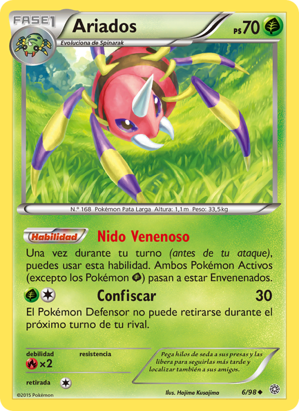 Ariados 6 — Antiguos Orígenes (Spanish Pokémon TCG card)