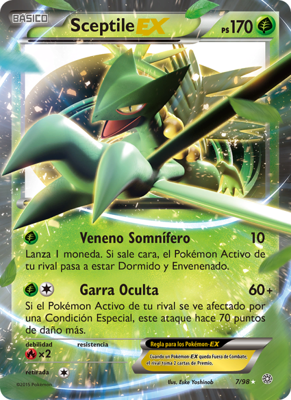 Sceptile EX 7 — Antiguos Orígenes (Spanish Pokémon TCG card)
