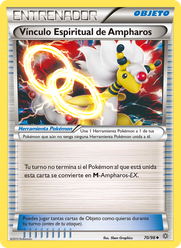 Vínculo Espiritual de Ampharos 70 — Antiguos Orígenes (Spanish Pokémon TCG card)