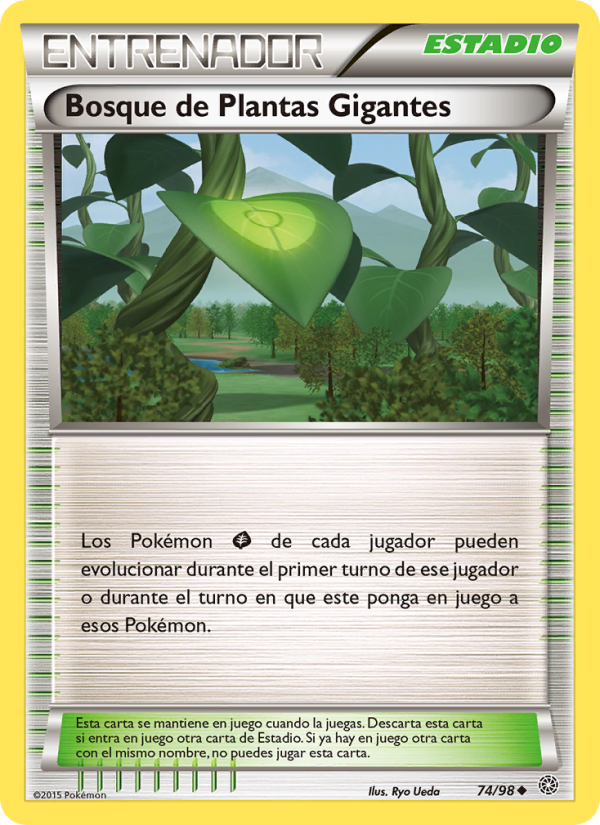 Bosque de Plantas Gigantes 74 — Antiguos Orígenes (Spanish Pokémon TCG card)
