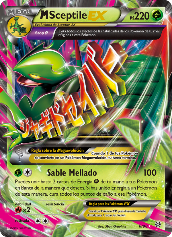 M-Sceptile EX 8 — Antiguos Orígenes (Spanish Pokémon TCG card)