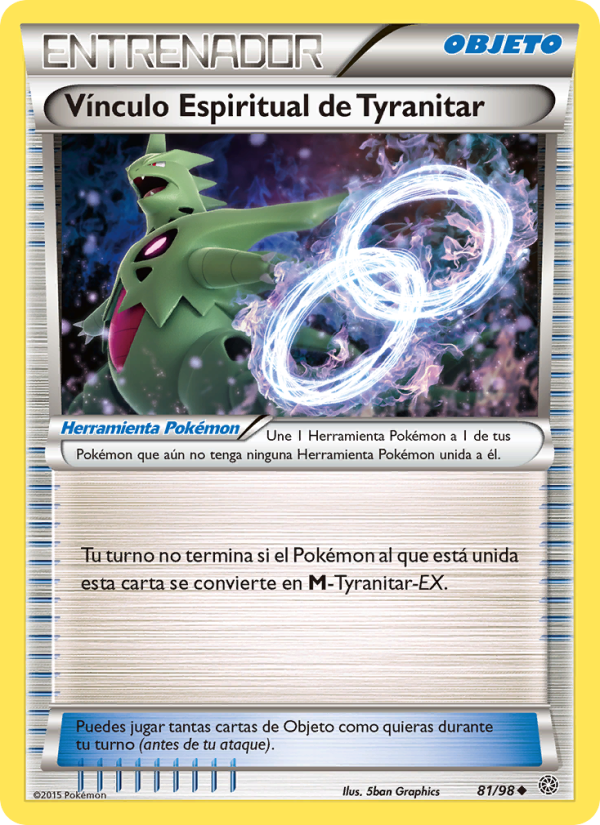 Vínculo Espiritual de Tyranitar 81 — Antiguos Orígenes (Spanish Pokémon TCG card)