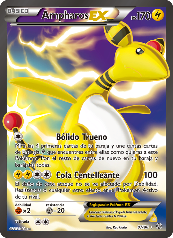 Ampharos EX 87 — Antiguos Orígenes (Spanish Pokémon TCG card)