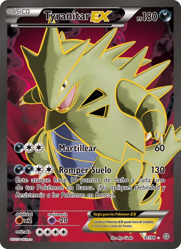 Tyranitar EX 91 — Antiguos Orígenes (Spanish Pokémon TCG card)