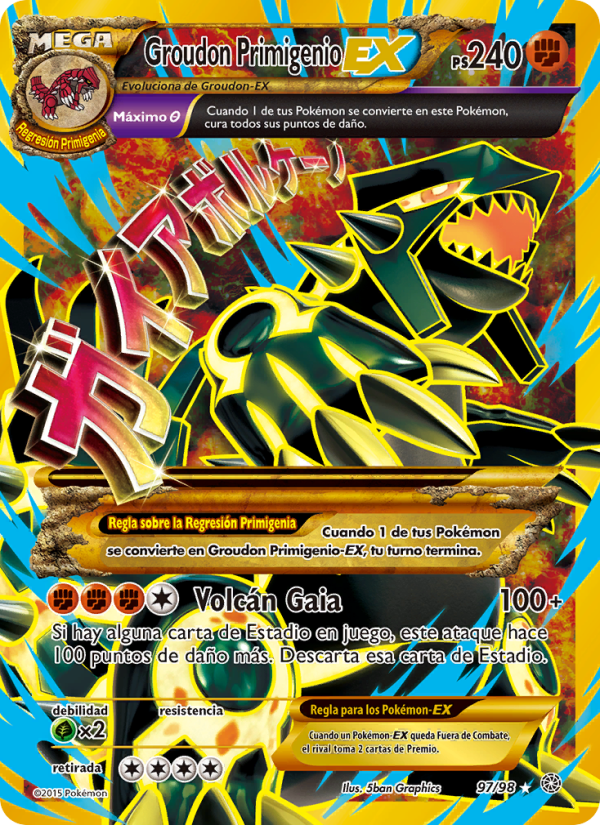 Groudon Primigenio EX 97 — Antiguos Orígenes (Spanish Pokémon TCG card)