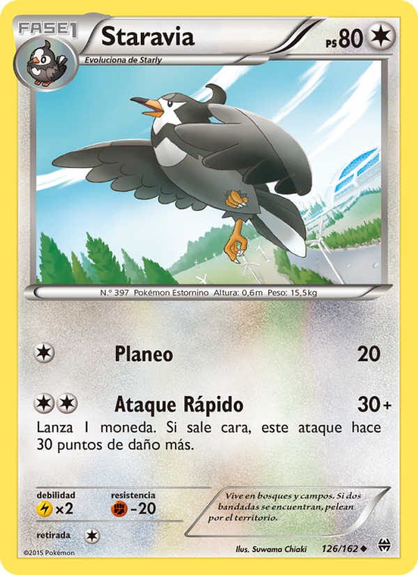 Staravia 126 — Turbo Impulso (Spanish Pokémon TCG card)