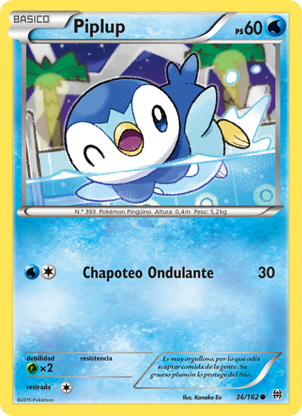 Piplup 36 — Turbo Impulso (Spanish Pokémon TCG card)