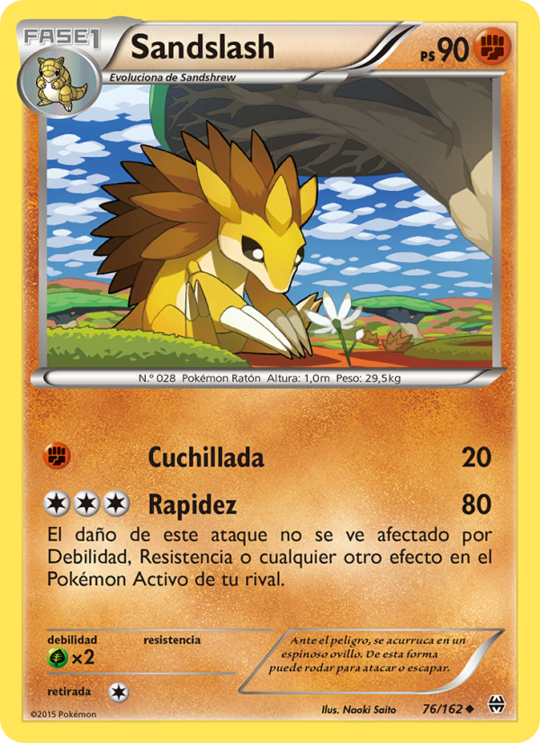 Sandslash 76 — Turbo Impulso (Spanish Pokémon TCG card)