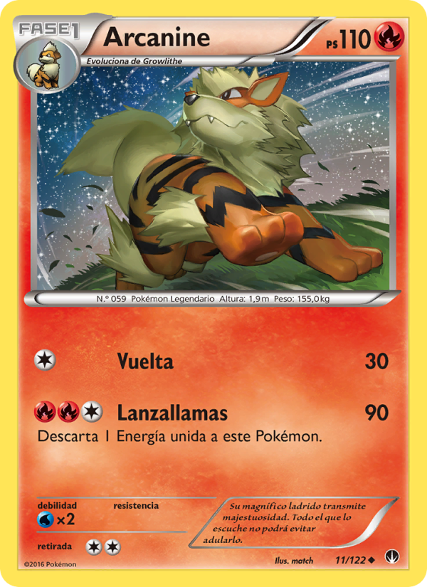 Arcanine 11 — TURBOLímite (Spanish Pokémon TCG card)