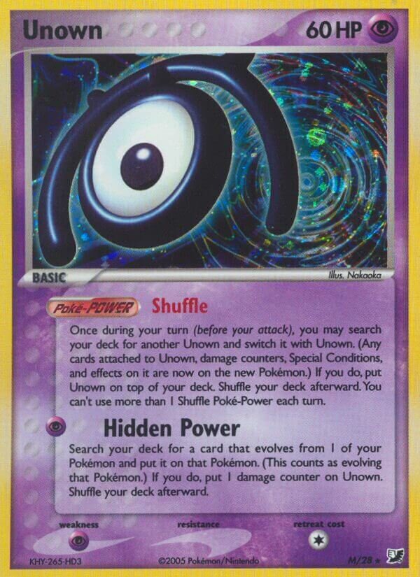 Unown M/28 — EX Forze Segrete (Italian Pokémon TCG card)