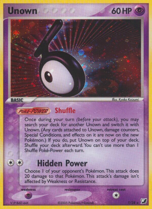 Unown T/28 — EX Forze Segrete (Italian Pokémon TCG card)