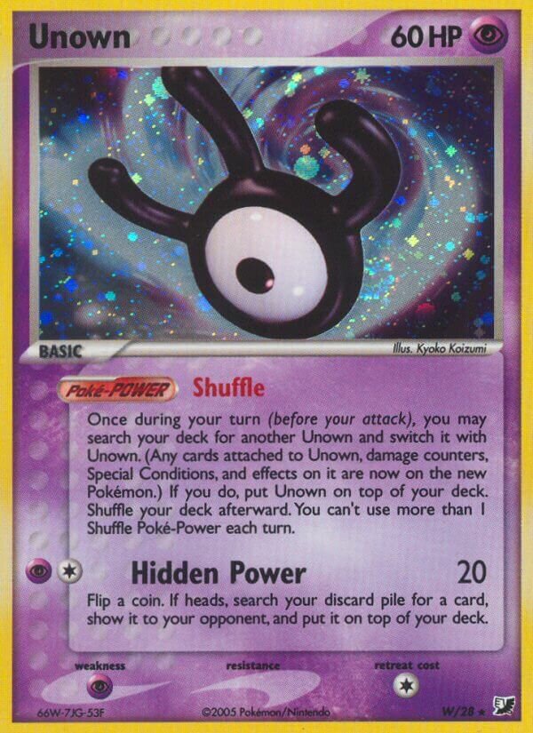 Unown W/28 — EX Forze Segrete (Italian Pokémon TCG card)