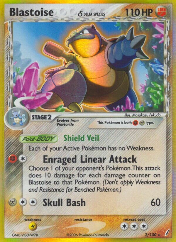 Blastoise 002/100 — EX Guardiani dei Cristalli (Italian Pokémon TCG card)