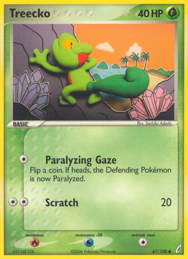 Treecko 067/100 — EX Guardiani dei Cristalli (Italian Pokémon TCG card)