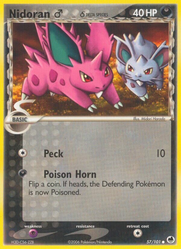 Nidoran ♂ 057/101 — EX L’Isola dei Draghi (Italian Pokémon TCG card)