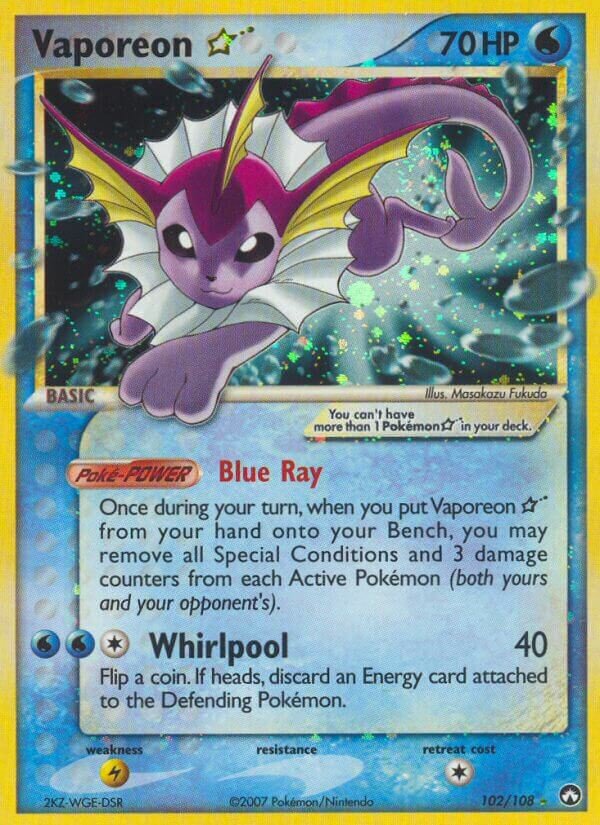 Vaporeon ☆ 102/108 — EX Power Keepers (Italian Pokémon TCG card)