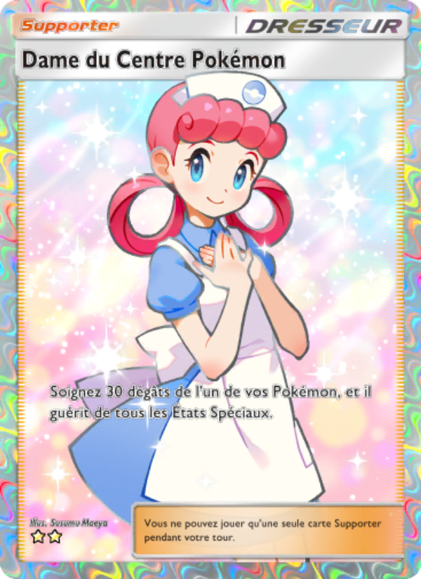 Dame du Centre Pokémon 089 — Réjouissances Rayonnantes (French Pokémon TCG card)