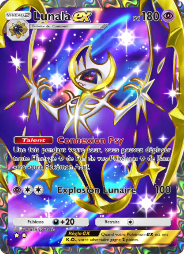 Lunala-ex 186 — Gardiens Astraux (French Pokémon TCG card)