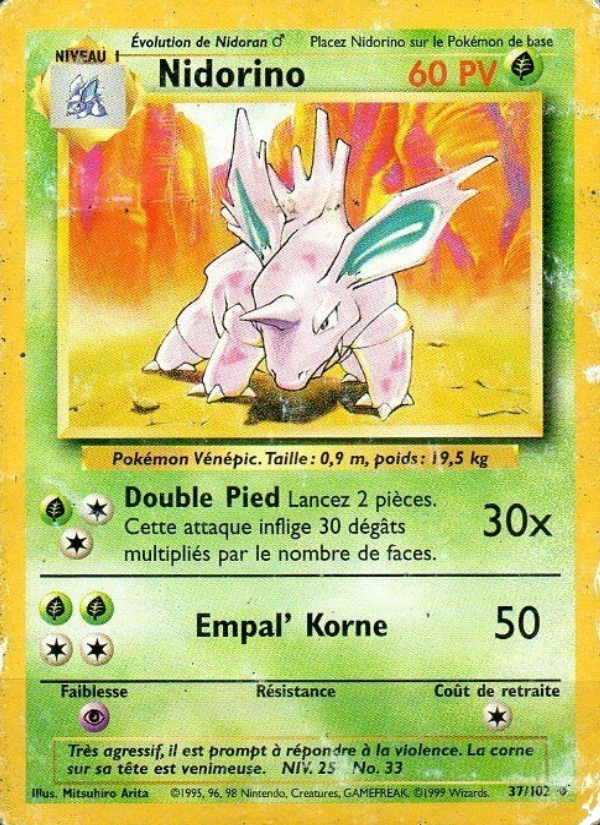 Nidorino 37 — Set de Base (French Pokémon TCG card)