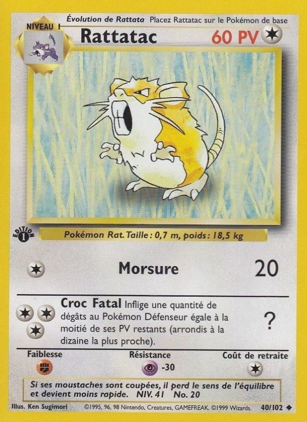 Rattatac 40 — Set de Base (French Pokémon TCG card)