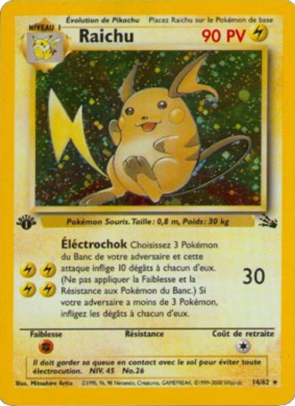 Raichu 14 — Fossile (French Pokémon TCG card)