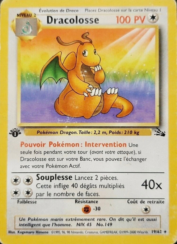 Dracolosse 19 — Fossile (French Pokémon TCG card)