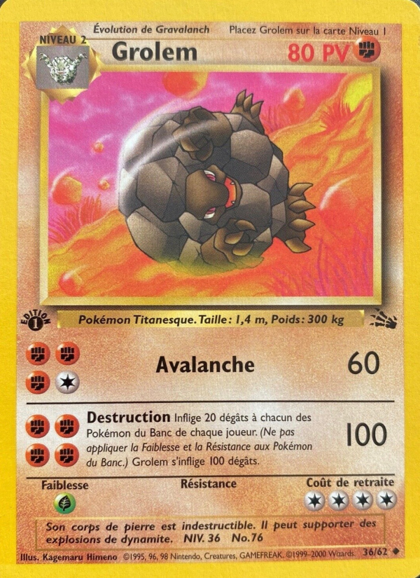 Grolem 36 — Fossile (French Pokémon TCG card)