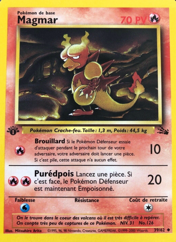 Magmar 39 — Fossile (French Pokémon TCG card)