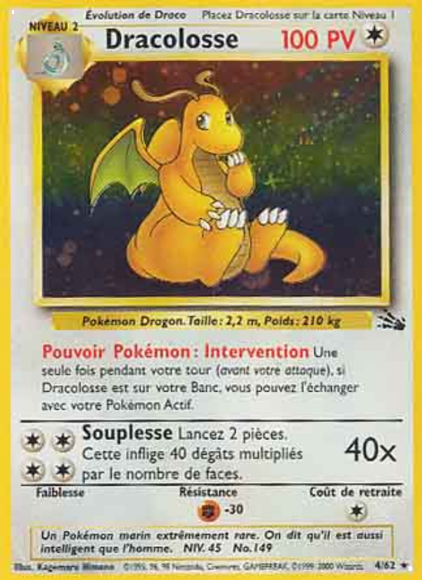 Dracolosse 4 — Fossile (French Pokémon TCG card)