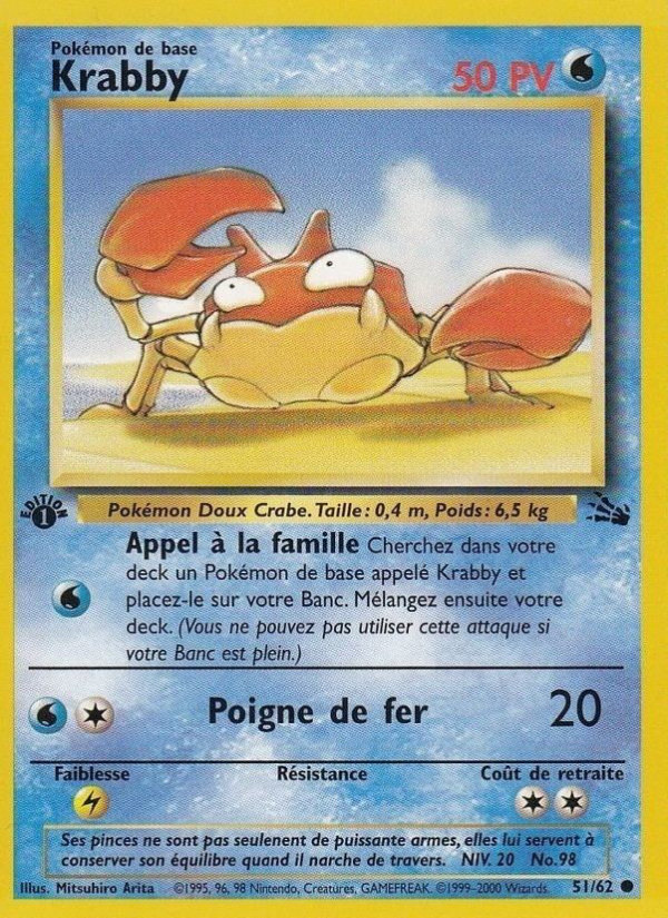 Krabby 51 — Fossile (French Pokémon TCG card)