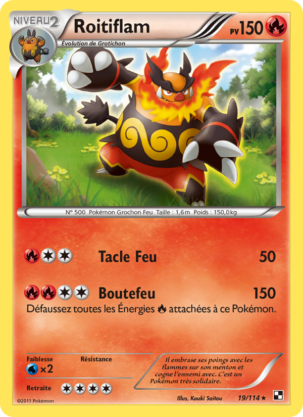 Roitiflam 19 — Noir & Blanc (French Pokémon TCG card)