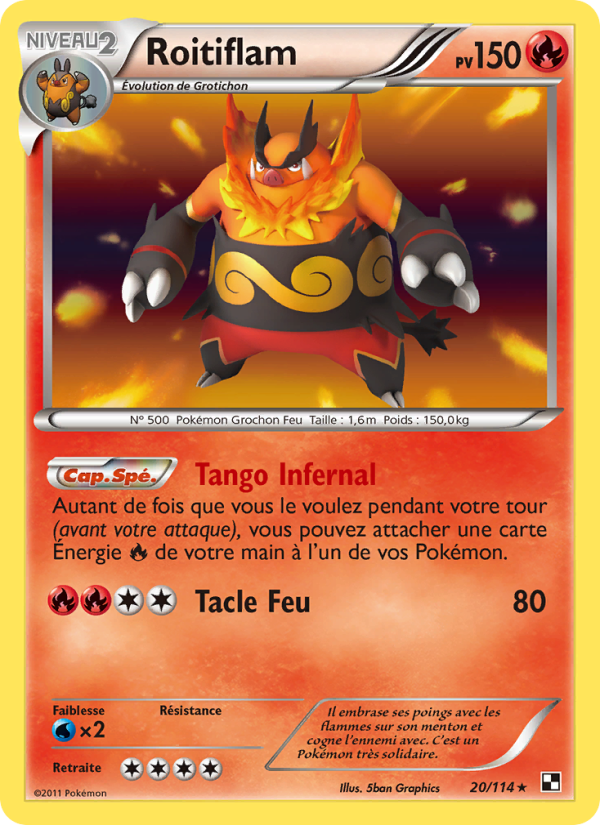 Roitiflam 20 — Noir & Blanc (French Pokémon TCG card)