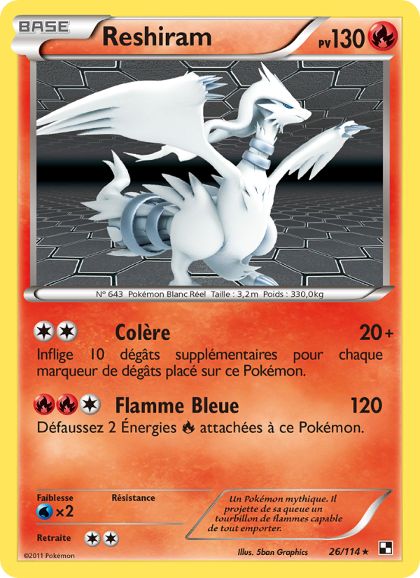 Reshiram 26 — Noir & Blanc (French Pokémon TCG card)