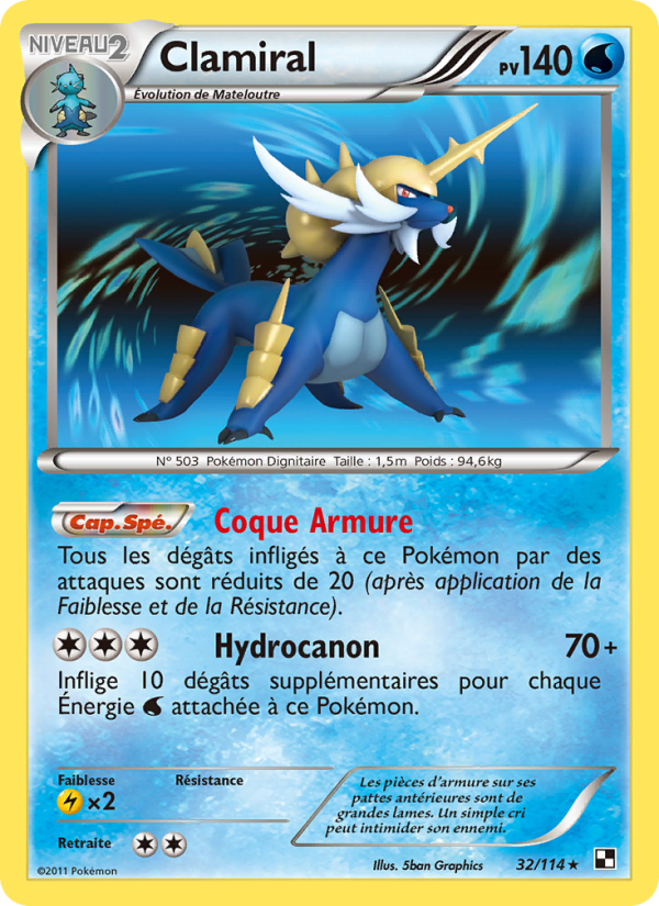 Clamiral 32 — Noir & Blanc (French Pokémon TCG card)