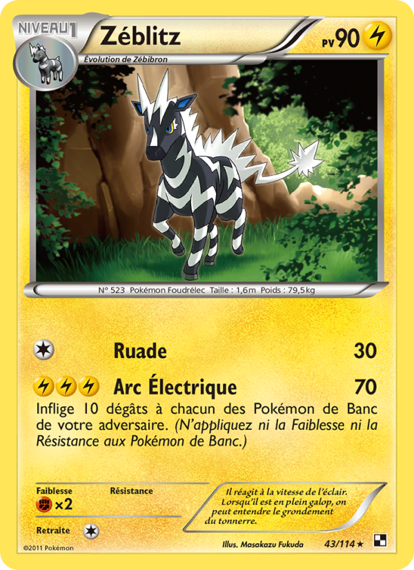 Zéblitz 43 — Noir & Blanc (French Pokémon TCG card)