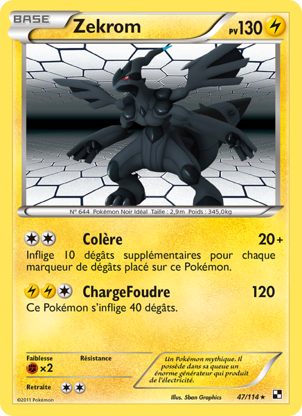 Zekrom 47 — Noir & Blanc (French Pokémon TCG card)