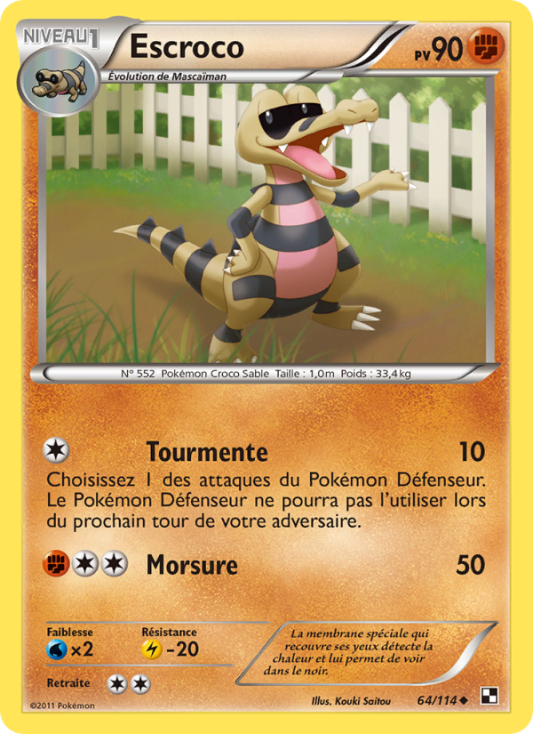 Escroco 64 — Noir & Blanc (French Pokémon TCG card)