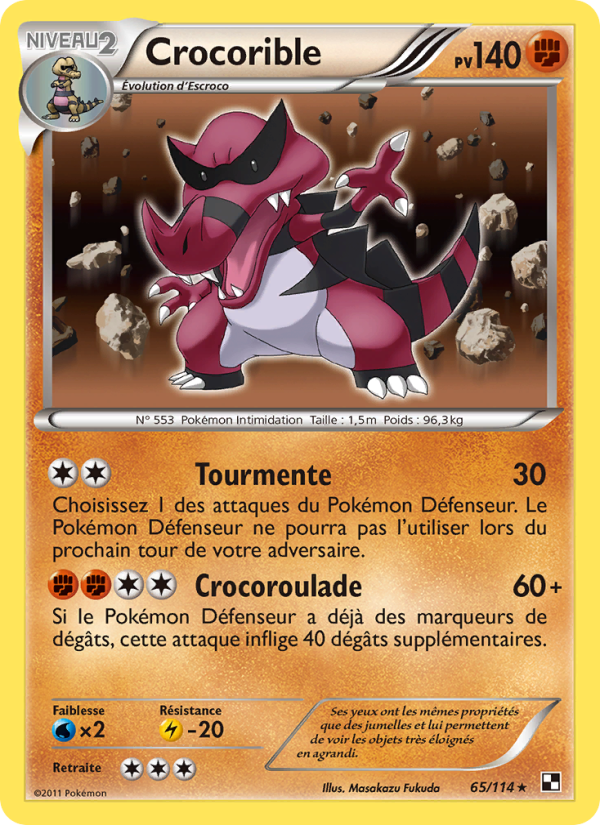Crocorible 65 — Noir & Blanc (French Pokémon TCG card)