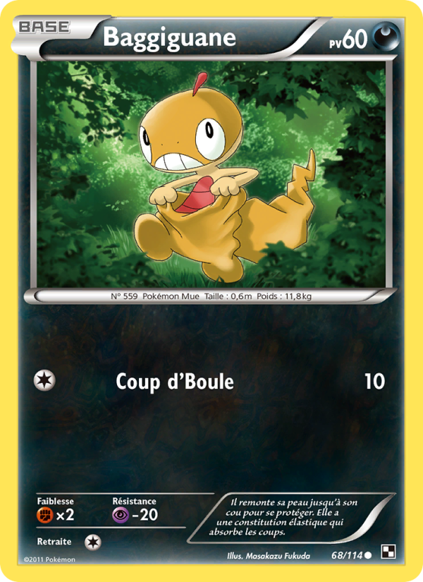 Baggiguane 68 — Noir & Blanc (French Pokémon TCG card)