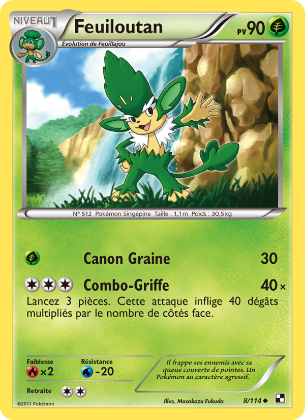 Feuiloutan 8 — Noir & Blanc (French Pokémon TCG card)