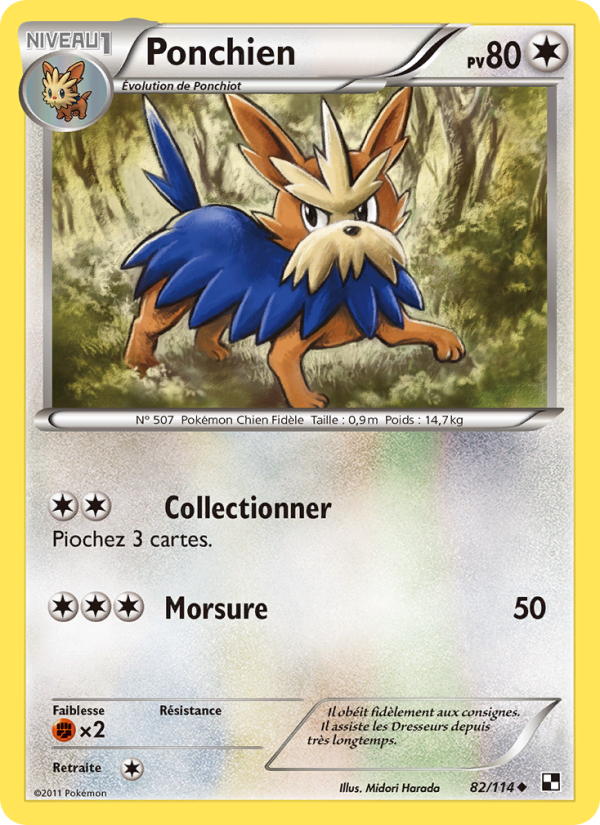 Ponchien 82 — Noir & Blanc (French Pokémon TCG card)