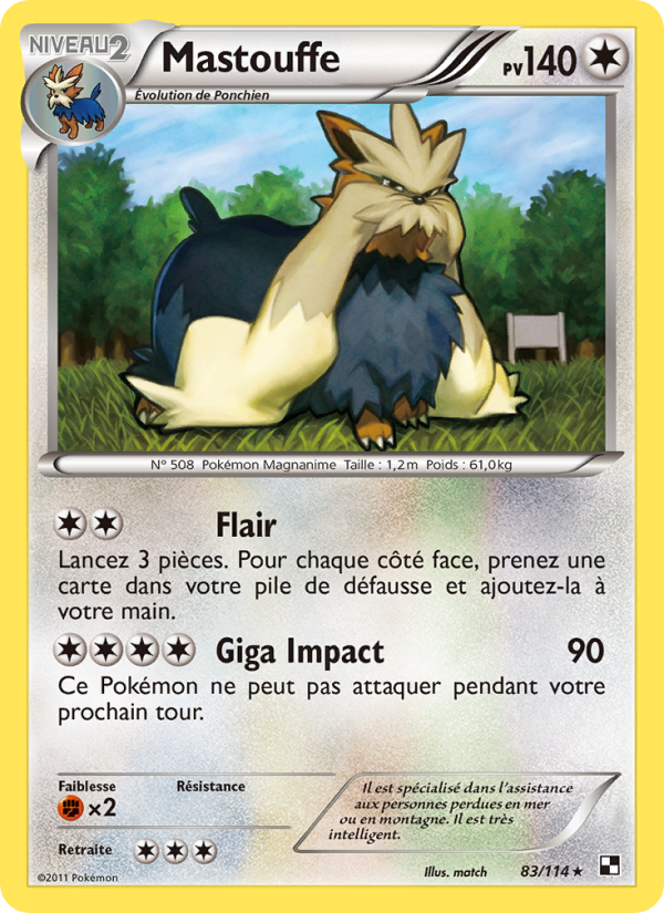 Mastouffe 83 — Noir & Blanc (French Pokémon TCG card)