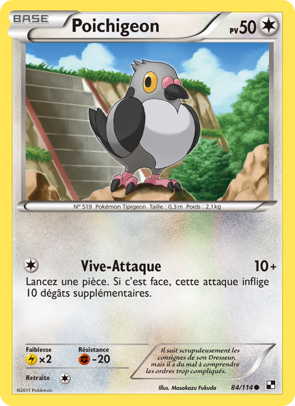 Poichigeon 84 — Noir & Blanc (French Pokémon TCG card)