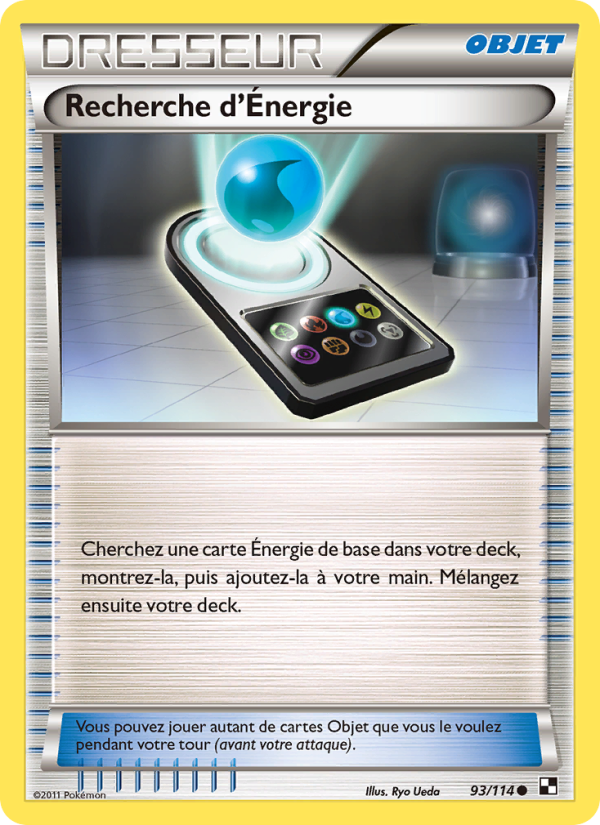 Recherche d’Énergie 93 — Noir & Blanc (French Pokémon TCG card)