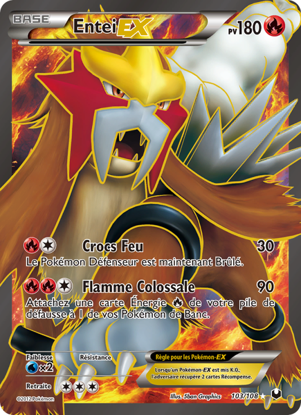 Entei-EX 103 — Explorateurs Obscurs (French Pokémon TCG card)