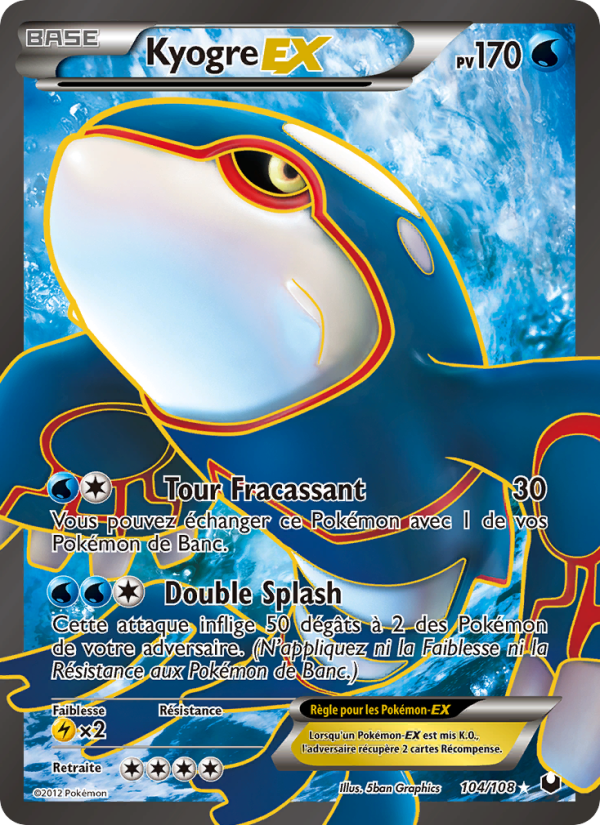 Kyogre-EX 104 — Explorateurs Obscurs (French Pokémon TCG card)