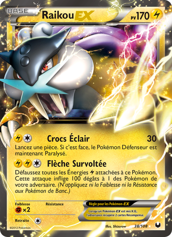 Raikou-EX 38 — Explorateurs Obscurs (French Pokémon TCG card)