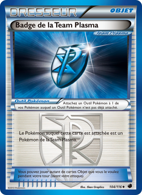 Badge de la Team Plasma 104 — Glaciation Plasma (French Pokémon TCG card)